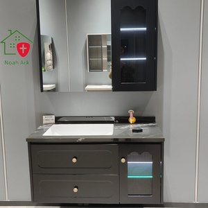Mueble de Baño Moderno de Lujo con Acabado Lacado en MDF, Color Personalizado, Gabinete con Espejo Inteligente, Espejo con Iluminación LED Táctil - Product Image 1