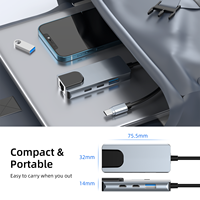 Mini convertisseur multifonction 4-en-1 Multiport USB 2.0 Extension Splitter Hub avec USB-A et C