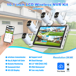 10.1 polegadas LCD 4K sem fio ao ar livre <span class=keywords><strong>NVR</strong></span> CCTV <span class=keywords><strong>WiFi</strong></span> <span class=keywords><strong>Camera</strong></span> Kits Auto Human Motion Tracking IP66 Waterproof IR Color Night Vision - Product Image 6