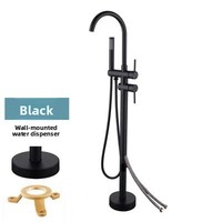 Robinet de baignoire en acier inoxydable 304 brossé, avec douchette, pour eau chaude et froide, à poser au sol, vertical