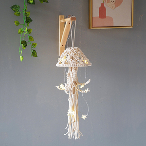 Boho meduse accessori all'uncinetto Macrame arazzo appeso acchiappasogni con luce Home Living RoomDecor - Product Image 2