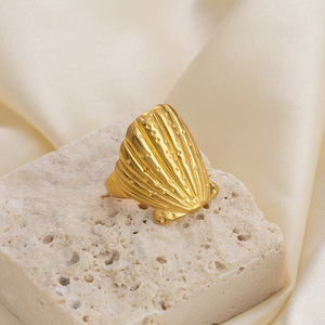Anillo de Concha de Vieira de Acero Inoxidable 18K Ajustable, Joyería de Moda para Mujer, Regalo - Product Image 2