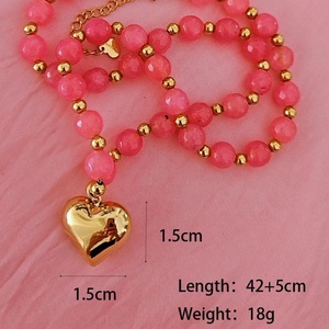 Handmade Ins Blogger Favorite Ryukyu Beaded Glass Necklace Stainless Steel Jewelry 18K <b>Gold</b> Plated Featuring Diamond Main Stone - Product Image 6