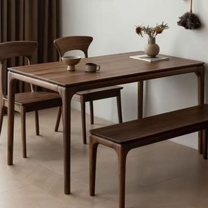 Listo para Enviar, Muebles de Restaurante Nórdicos Modernos de <span class=keywords><strong>Segunda</strong></span> <span class=keywords><strong>Mano</strong></span> a Precio Económico, Juego de <span class=keywords><strong>Mesa</strong></span> de <span class=keywords><strong>Comedor</strong></span> de <span class=keywords><strong>Madera</strong></span> <span class=keywords><strong>Maciza</strong></span> de Nogal con Sillas - Product Image 5