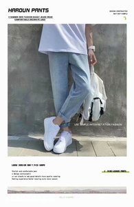 <span class=keywords><strong>Jeans</strong></span> da <span class=keywords><strong>uomo</strong></span> pantaloni dritti larghi sottili pantaloni Casual coreani con coulisse <span class=keywords><strong>in</strong></span> <span class=keywords><strong>vita</strong></span> elastica Plus Size M-3XL - Product Image 6