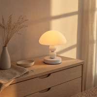 Lampe de table minimaliste en forme de champignon, abat-jour moderne et épuré en forme de dôme, double sphère, tige LED, en fer et plastique, lumière d'ambiance pour chambre à coucher