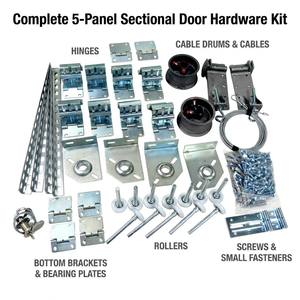 Kit complet de quincaillerie pour <span class=keywords><strong>porte</strong></span> de <span class=keywords><strong>garage</strong></span> sectionnelle à 5 panneaux, charnières galvanisées de calibre 14, rouleaux, câbles, design moderne européen, robuste - Product Image 1