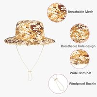 Chapeau de chasse Boonie à motif camouflage, imperméable, avec sangle de menton réglable, idéal pour la pêche, le camping, la randonnée, la plage et les voyages