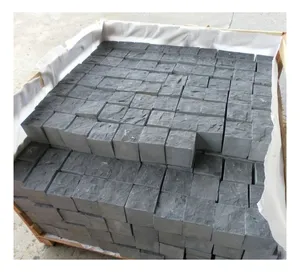 공장 가격 중국 ZP 블랙 그레이 현무암 블록 타일 슬라브 큐브 스톤 맞춤형 프로젝트 컷 크기