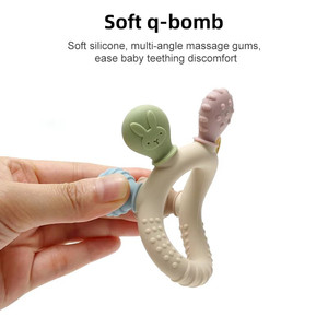 Anneau de dentition et jouet souple pour bébé en silicone de qualité alimentaire sans BPA, avec logo personnalisé en relief, apaisant la douleur des gencives, brosse à dents pour nourrissons - Product Image 2