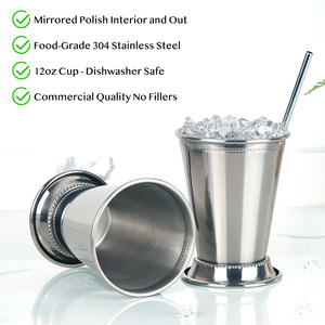 Vaso Mint Julep de Acero Inoxidable 304 de 12oz, Copa de Cóctel Metálica con Borde Perforado, Reutilizable, Plateada, Tipo Derby, para Bebidas de Bar y Fiestas - Product Image 3