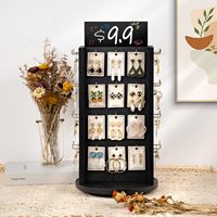 Support de présentoir à bijoux noir commercial rotatif pour collier, bague, boucles d'oreilles, présentoirs à bijoux en bois pour la vente