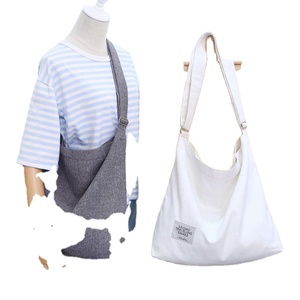 Custom Logo Simple Design Student Crossbody Organic Cotton Canvas Travel Shoulder <b>Bag</b> With Adjustable Strap <b>for</b> <b>School</b> - Product Image 1