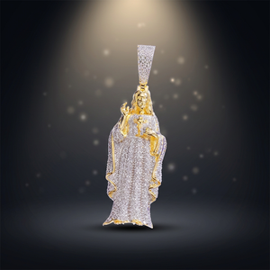 TISHYA DIAMOND Colgante de Jesús con Moissanita VVS de Corte Brillante, Chapado en Oro de 18K, Plata de Ley 925, Unisex, Apto para Probador de Diamantes - Product Image 1
