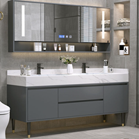 Meuble sous-vasque de salle de bain de style moderne évier intégré en pierre avec éclairage de miroir LED accessoires de lavabo pour maison et villa