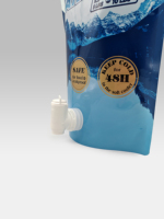 Sac en plastique PE pliable à grande capacité avec poignée, imprimé en gravure personnalisée, avec bec verseur, valve d'eau, emballage pour boissons de camping