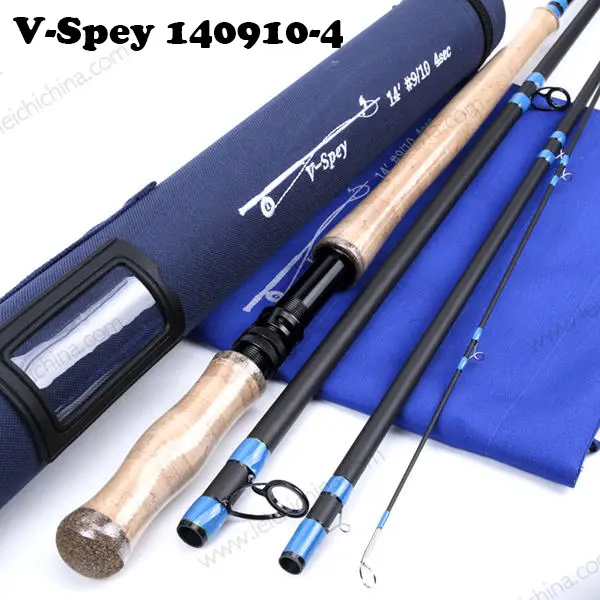 더블 손 14ft 9/10wt 4pc 플라이 낚시 spey 막대