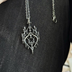 Oud kasteel <span class=keywords><strong>retro</strong></span> punk unisex kettingen schakelketting gotische verzilverde zinklegering met vlindervorm zoetwatermagisch - Product Image 3