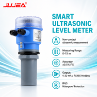 Transmitter Level Ultrasonik RS485 0-15m Output 4-20mA 24VDC Sensor Level Cairan Akurasi Tinggi untuk Saluran Terbuka