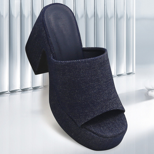 CHICKITA Block Heel Platform Mules Spin One-Band Platform Sandals AZUL VAQUERO on dating - Product Image 4