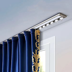 Système de <span class=keywords><strong>rail</strong></span> de <span class=keywords><strong>rideau</strong></span> en aluminium à montage au plafond en gros avec bande lumineuse LED encastrée, solution d'éclairage pour fenêtres de maison - Product Image 2
