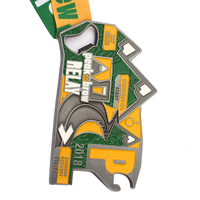 Médaille de récompense en alliage de zinc du fabricant, médaille de souvenir de course d'obstacles sportive en émail souple 3D avec ruban de cou