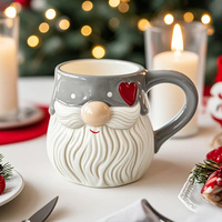 Nouvelle tasse en céramique BON WILL de style européen, avec poignée, capacité de 350 ml, écologique, à thème Père Noël, gaufrée pour Noël