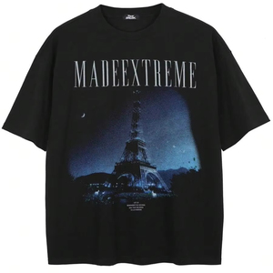 เสื้อยืดกราฟิกหอไอเฟลสีดำสไตล์เรโทร ปรับแต่งได้ เหมาะสำหรับทั้งชายและหญิง.F10 - Product Image 1