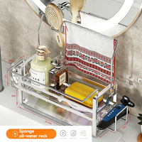 Égouttoir de comptoir multifonctionnel en acier inoxydable 304 durable et antirouille pour éponge et torchon de cuisine