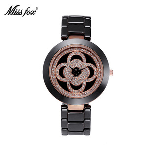Women's Fashionable Ceramic Four-leaf Clover Waterproof Diamond-<b>set</b> <b>Watch</b>. Factory Direct Sale. - Product Image 5