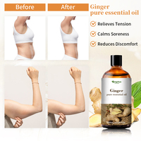 Huile de massage au gingembre pour drainage lymphatique, huile naturelle pour la peau, les douleurs musculaires, spa, huile de gingembre chauffante pour la relaxation