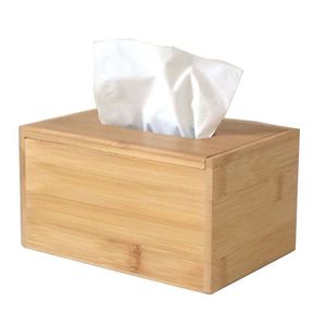 Bamboo Storage <b>Box</b> Rectangle Multi Functional Office Organizer Desktop Tissue <b>Box</b> With Handle - Product Image 5