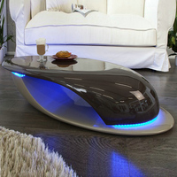 Table basse ovale moderne de luxe en fibre de verre avec LED pour hôtel, bureau, salon, magasin, autres meubles pour le service du thé
