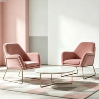 Fauteuil d'appoint moderne et élégant avec structure métallique et revêtement en tissu pour appartement, salon, hôtel, bureau, salon de coiffure, hall d'entrée