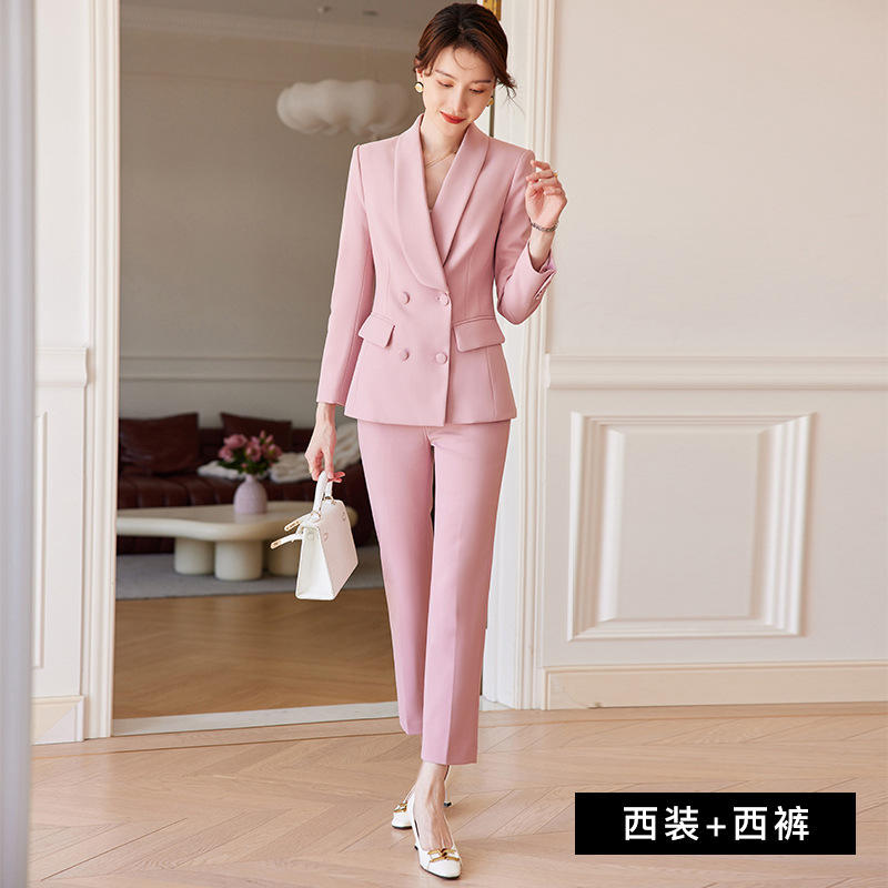 กางเกงสูทสีชมพู