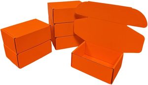Boîte d'expédition pliable en papier recyclé, boîte en papier fantaisie, emballage couleur orange pour cadeaux/bijoux/confiseries/soins de la peau/expédition - Product Image 3
