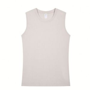 Camiseta sólida personalizada al por mayor, tela de algodón puro y color blanco, chaleco personalizado con cuello redondo, Camiseta deportiva sin mangas para hombre - Product Image 3