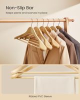 Cintres en bois à épaules larges antidérapants avec crochet pivotant à 360°, composants en acier inoxydable et zinc, finition polie pour manteaux, robes et vestes