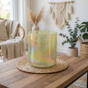 Portavelas de Vidrio Iridiscente, Frasco de Cristal Texturizado, Linterna Decorativa para Decoración del Hogar - Product Image 1