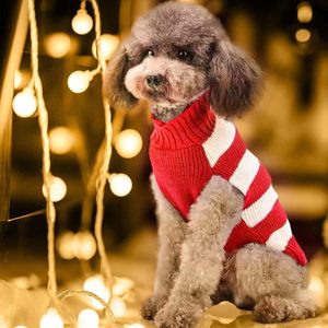 Pull rayé rouge pour chiens et chats, vêtements chauds d'automne et d'hiver, vêtements pour animaux de compagnie Teddy Maltese - Product Image 1