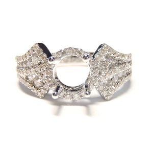 Bagues de fiançailles et de mariage semi-montées classiques en or blanc massif 18 carats avec diamants 100 % naturels, sur mesure pour femmes - Product Image 1