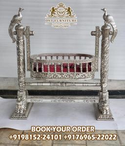 Cuna de Madera de Diseño de Lujo para Ceremonia de Bautismo de Bebé, Cuna de Madera Real India para Ceremonia de Namkaran, EE. UU. - Product Image 6