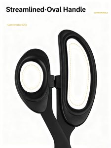 NOVISON Stainless Steel Tailor Scissors <b>Plastic</b> Handle Foldable DIY Fabric Cutting Shears Partially Serrated <b>Edge</b> Black 22x9cm - Product Image 3