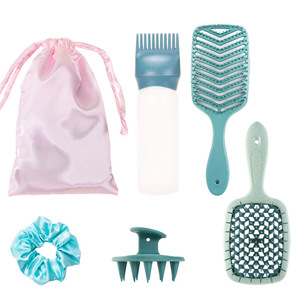 Set de cuidado capilar Wanmei, peine para masaje del cuero cabelludo, cepillo para champú, lazo para peinar, botella verde hidratante para mujeres - Product Image 1