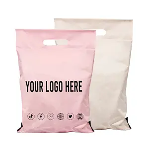 Bolsas con asa de marca personalizada, bolsa de almacenamiento adhesiva autosellada, de plástico, para correo Postal