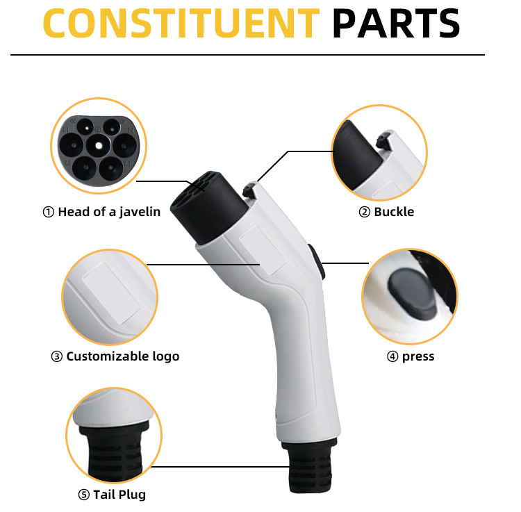 Производство портативного кабеля для зарядки Type 2 Evse 16a 32a Ev Cable Coiled Spiral Plug ev charger connector