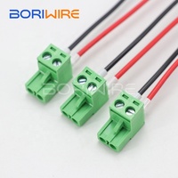 Kabel Harness Terminal 2 Pin KF2EDGK 5.08mm Kustom, Blok Terminal Sekrup Hijau 30CM ke Kabel Konektor Putih Perakitan Pabrik
