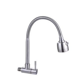 Grifo <span class=keywords><strong>de</strong></span> Cocina Moderno <span class=keywords><strong>de</strong></span> Acero Inoxidable con Rociador Extraíble Flexible <span class=keywords><strong>de</strong></span> Cuello <span class=keywords><strong>de</strong></span> Cisne y Acabado Níquel Cepillado, con Interruptor Tipo Campana - Product Image 5