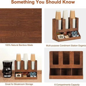 Support à tasses en bois pour bureau avec étagère de rangement pour dosettes de café et sachets de thé, organisateur grande capacité pour la cuisine ou le bureau - Product Image 2