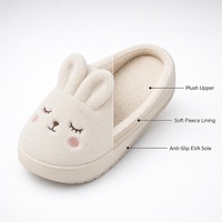Pantoufles douillettes en peluche lapin mignon, doublure polaire douce, semelle EVA antidérapante, chaussures d'intérieur